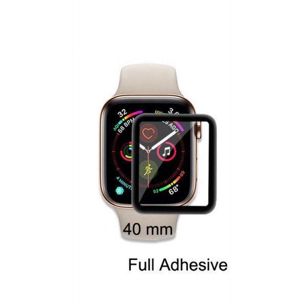 Wholesale Apple Watch Series 5 / 4 Tempered Glass Full Adhesive Glue Screen Protector 40MM (Black Rim)